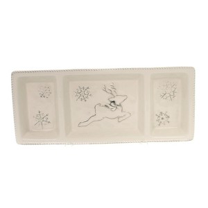 Burton & Burton 1.5 Inch Holiday Dance Sectional Plate Reindeer Snowflakes Divided Servers - 1 of 2