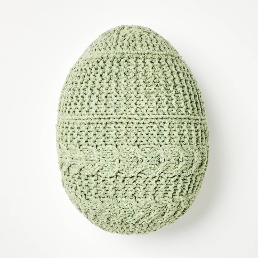 Photos - Pillow Shaped Crochet Egg Throw  Light Sage - Threshold™ designed with Stud