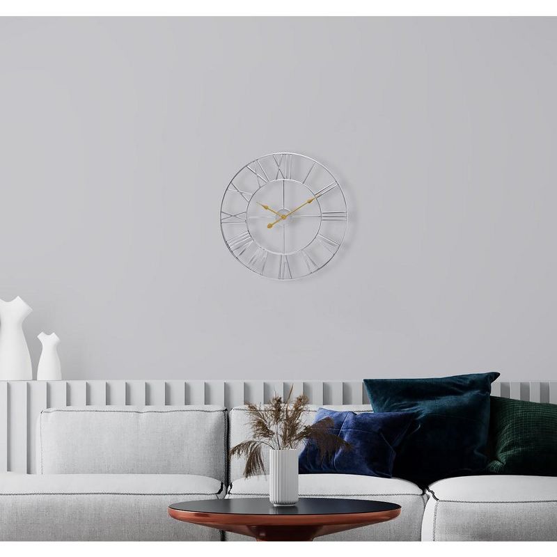 Sorbus Wall Clock for Living Room Decor - Roman Numeral Wall Clock for Kitchen - 12 inch Wall Clock Decorative (Silver), 2 of 7