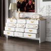 White & Gold 63” 12-Drawer Storage Sideboard Pine Wood Top Buffet Cabinet Storage Cabinet Dresser - 3 of 4