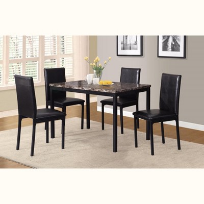 Black Metal Dining Table with Faux Marble Top, 48"