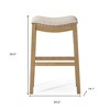 HomeRoots 31" Beige and Natural Fabric and Solid Wood Backless Bar Height Bar Chair - 3 of 4