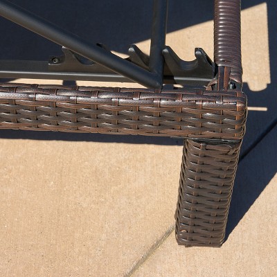Jamaica Brown Wicker Patio Chaise Lounge with White Cushion