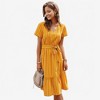 Anna-Kaci Women's V-Neck Short Sleeve Tiered Midi Dress with Waist Tie - 3 of 4