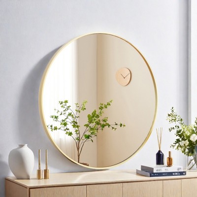 FURNIinspire Bathroom Vanity Mirrors 30 Inch Round Wall Mirror, Circle Bathroom Mirrors For Over Sink, Bathroom, Entryway, Gold, 30"*30"
