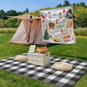 Waterproof Outdoor Rug, Reversible Plastic Straw Patio Mat, Portable Plaid Carpet for Camping, Porch, Deck, Backyard - 1 of 4