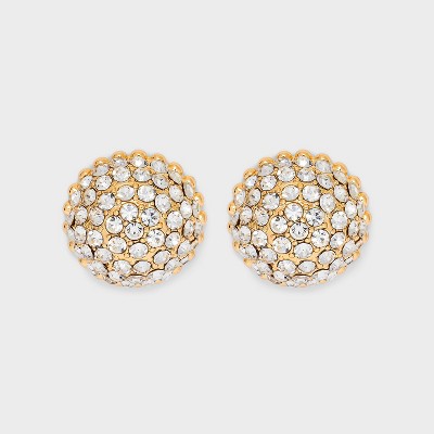 Domed With Clear Stones Stud Earrings - A New Day™ Gold : Target