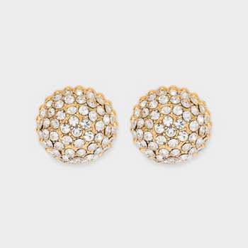 Domed with Clear Stones Stud Earrings - A New Day™ Gold