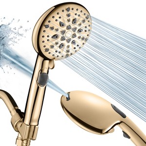 Cobbe High Pressure 9 Functions Shower Head with handheld, Built-in Power Spray, Stainless Steel Hose Adjustable Bracket, Gold - 1 of 4