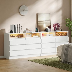 Coucheta 6-Drawer Dresser with Charging Station, LED Lights & Power Outlet, Modern Organizer Chest for Bedroom, Living Room & Entryway, 2 Pack, White - 1 of 4