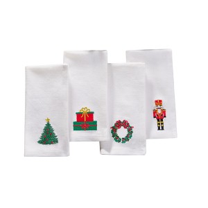 Holiday Embroidered Cotton Napkins, Set of 4 - Elrene Home Fashions - 1 of 3