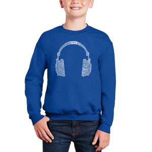 LA Pop Art 63 Different Genres Of Music - Boy's Word Art Crewneck Sweatshirt - 1 of 3