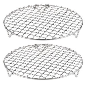 Unique Bargains Stainless Steel Round Cross Wire Barbecue Grill with Legs - 1 of 4