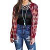 Women's Bleach Plaid Reversible Bomber - Lucky & Blessed - 2 of 2