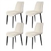 Set of 4 Dining Chairs PU Leather Seat Metal Legs Home Kitchen Accent Side Chair White - White - 2 of 4
