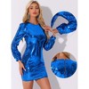 INSPIRE CHIC Women's Sequin Lantern Long Sleeve Sparkle Bodycon Party Club Mini Dress - 2 of 4