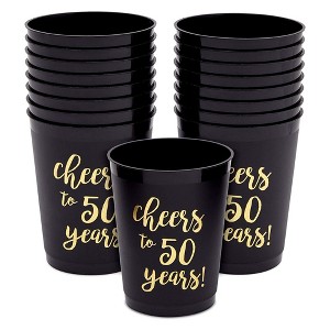 Sparkle and Bash 16 Pack 50 Birthday Party Cups for Cheers to 50 Years, 50th Birthday Decorations for Men and Women, 16 oz - 1 of 4