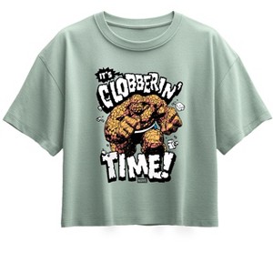 Girls' - Marvel - Fantastic Four Clobberin Time Short Sleeve Boxy Graphic T-Shirt - 1 of 1