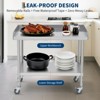 Stainless Steel Equipment Stand with Undershelf 5" Wheels, NSF Commercial Prep & Work Table with Edge Baffle - 3 of 4
