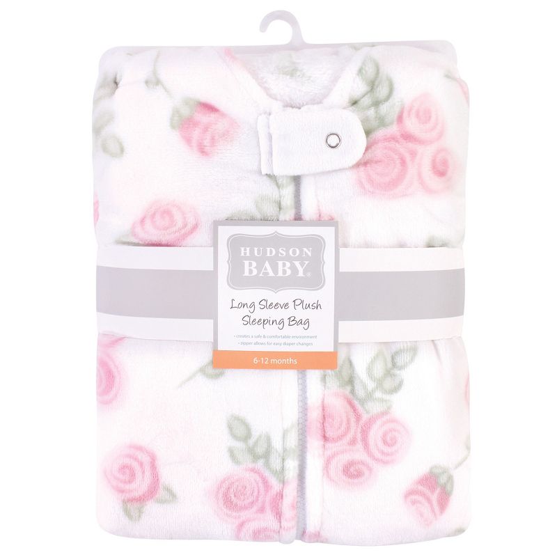 Hudson Baby Infant Plush Sleeping Bag, Sack, Blanket, Pink Rose, 3 of 4