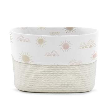 Sweet Jojo Designs Woven Cotton Rope Decorative Storage Basket Bin Desert Sun Pink Gold and Taupe