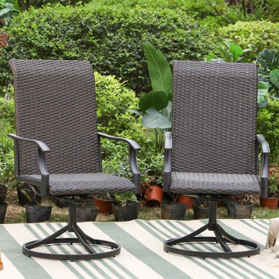 Rattan/Steel 360 Swivel Patio Dining Arm Chairs - Captiva Designs