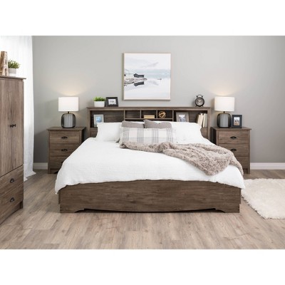 Coastal Drifted Gray King Platform Bed with 6 Storage Drawers