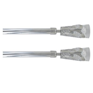 Evideco French Home Goods Adjustable Single Curtain Rod 50"-82" with Crystal-Look Finials and Brackets, Available in Silver or Chrome Finish - 1 of 4