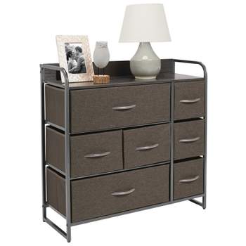 HOMCOM White/Grey 7-Drawer Storage Organizer Cabinet with Fabric Bins  831-253V80 - The Home Depot