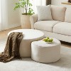KWPZQEB Nesting Coffee Table Set of 2, Round Coffee Tables with Upholstered, Fabric Coffee Tables, Accent End Table, Ottoman for Living Room - 2 of 4