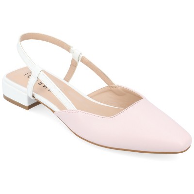 Journee Collection Womens Paislee Sling Back Block Heel Square Toe Flats