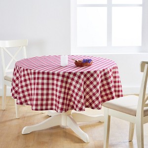 Solino Home Linen Round Tablecloth | Morgan Check - 1 of 4