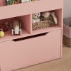 TopComfy Decorative Bookshelf Kids Bookcase Multifunctional Book Shelf Rack with Storage Drawer for Books Playroom, Pink, 40.6"*14.6"*6.5" - 4 of 4