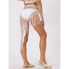 Allegra K Women's Hollow Out Beach Cover Up Fish Net Wrap Mesh Sheer Mini Tassel Skirts - 4 of 4