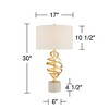 Possini Euro Design Helix Modern Table Lamp 30" Tall Sculptural Brass Metal Open Ribbon White Linen Drum Shade Bedroom for Bedroom Living Room Bedside - 4 of 4
