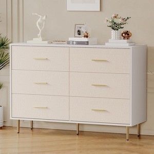 Modern White Dresser for Bedroom, Slim Drawer Dresser, Wooden Chest of Drawer with Metal Legs - 1 of 4