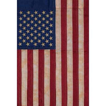 Briarwood Lane Tea Stained Applique & Embroidered American Flag Garden Flag USA 18" x 12.5"