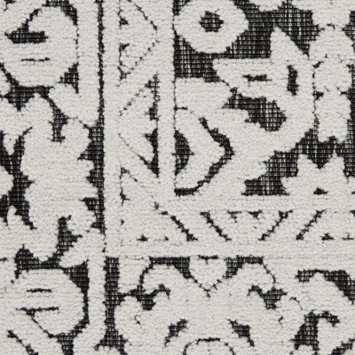 Dark Grey Floral Synthetic 4' x 6' Area Rug