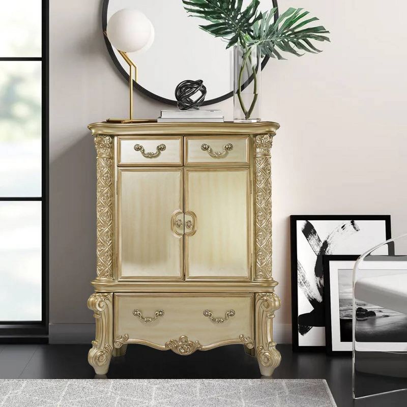 44&#34; Vendome Bedroom Set Gold Patina/Bone White - Acme Furniture, 1 of 7