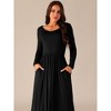 Seta T Women's V Neck Long Sleeve High Waist Dress - 3 of 4