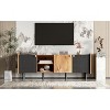 NicBex TV Stands for 70 inch TV,Mid-Century Modern Entertainment Center with 3 Cabinets,TV Console for Living Room, Bedroom, Home,Black+Brown - 2 of 4