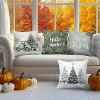 Lomsoe 4pcs Christmas Themed Pillow Covers with Vintage Truck, "Merry Christmas" and "Hello Winter" Designs, Snowy Tree Patterns, Machine Washable - 4 of 4