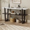 GlasFlength Console Tables Modern Narrow Entryway Table with Marble Effect Top and Open Shelf Elegant for Living Room, Brown, 54"*15"*30" - 2 of 4