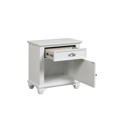 Jamestown White Brushed Acacia Wood Traditional Nightstand