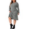 Agnes Orinda Women's Plus Size Crew Neck Long Sleeve Fall Fashion Knit Midi Pullover Sweater Dresses - 2 of 4