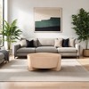 Royal Hampton 35 Inch Round Drum Coffee Table with 3-Leg Base, Sandblasted Mango Wood - 4 of 4