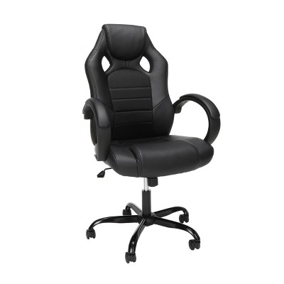 High Back Gaming Chair with Padded Loop Arms Black - OFM