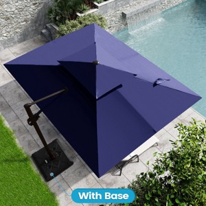 Crestlive Products 9'X11' Double Top Cantilever Umbrella Outdoor 360° Rotation 6 Heights Adjustable Offset Umbrella with Metal Pole and Base - 1 of 4