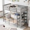 Sapphtopaz Loft Bed with Storage Shelves & Desk Space-Saving Bed Frame with Guardrails & Ladder for Teens Loft Beds for Bedroom - 4 of 4