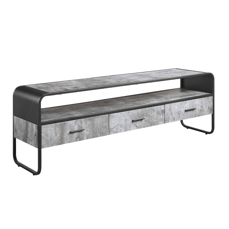 60&#34; Raziela Tv Stand and Console Concrete Gray and Black Finish - Acme Furniture, 3 of 7